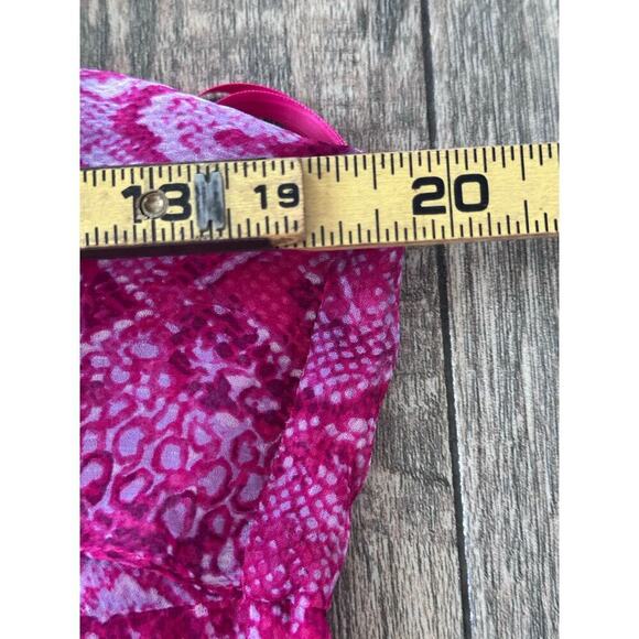 BCBGMAXAZRIA Women's Pink Azaelea Combo Ruffle Silk Halter Top Size Large - Picture 10 of 12